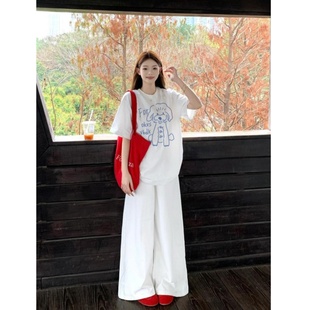 夏美式 独特超好看 爆款 白色短袖 宽松百搭上衣 t恤女纯棉2025新款