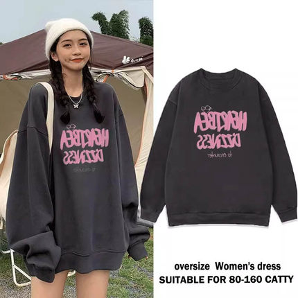 深灰色加绒加厚卫衣女秋冬2025新款爆款小个子宽松bf慵懒风中长款