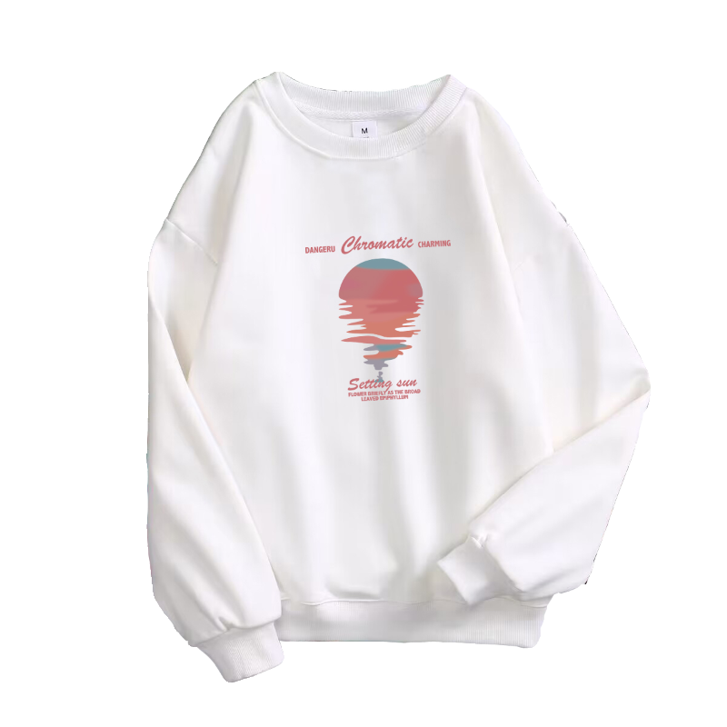 高级感超好看oversize卫衣外套女秋冬加绒宽松大码后背印花上衣白