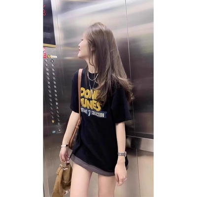 黑色短袖t恤女2025新款爆款夏季高级设计感小众上衣小个子半袖潮