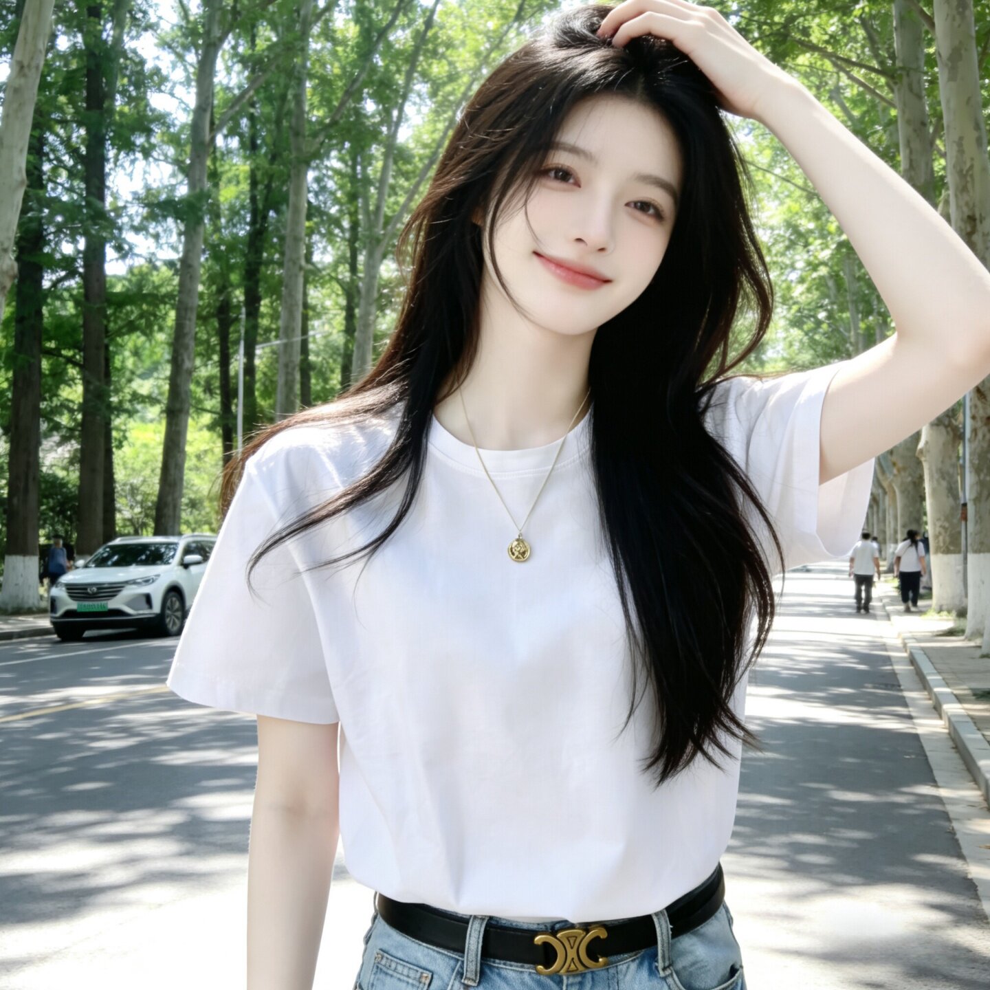 白色宽松显瘦正肩圆领2026韩版新款短袖t恤女夏季穿搭纯色上衣潮图片