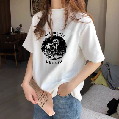 半高领白色T恤女时尚短袖简约风