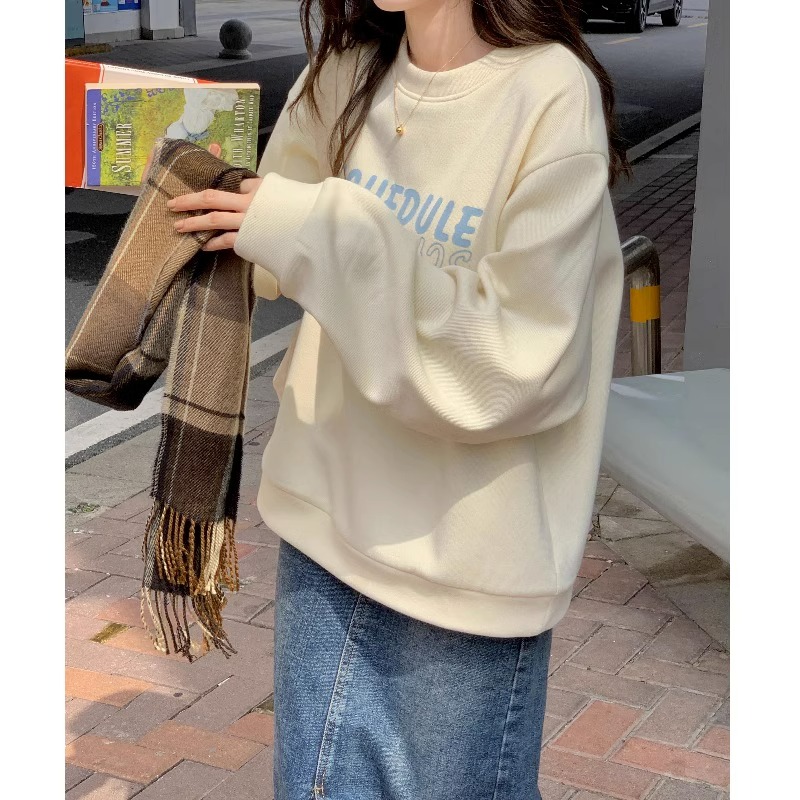 素手挽歌加厚秋冬加绒设计感卫衣