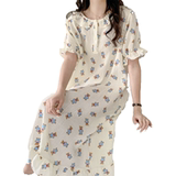 印花可爱夏天荷叶边甜美家居服小熊套装睡裙宽松夏季睡衣休闲女款，商品下架区，岚润乐美服饰