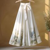 2025新款女装新中式印花水墨画a字裙夏季风气质百搭半身裙子女，女装半身裙，岚润乐美服饰