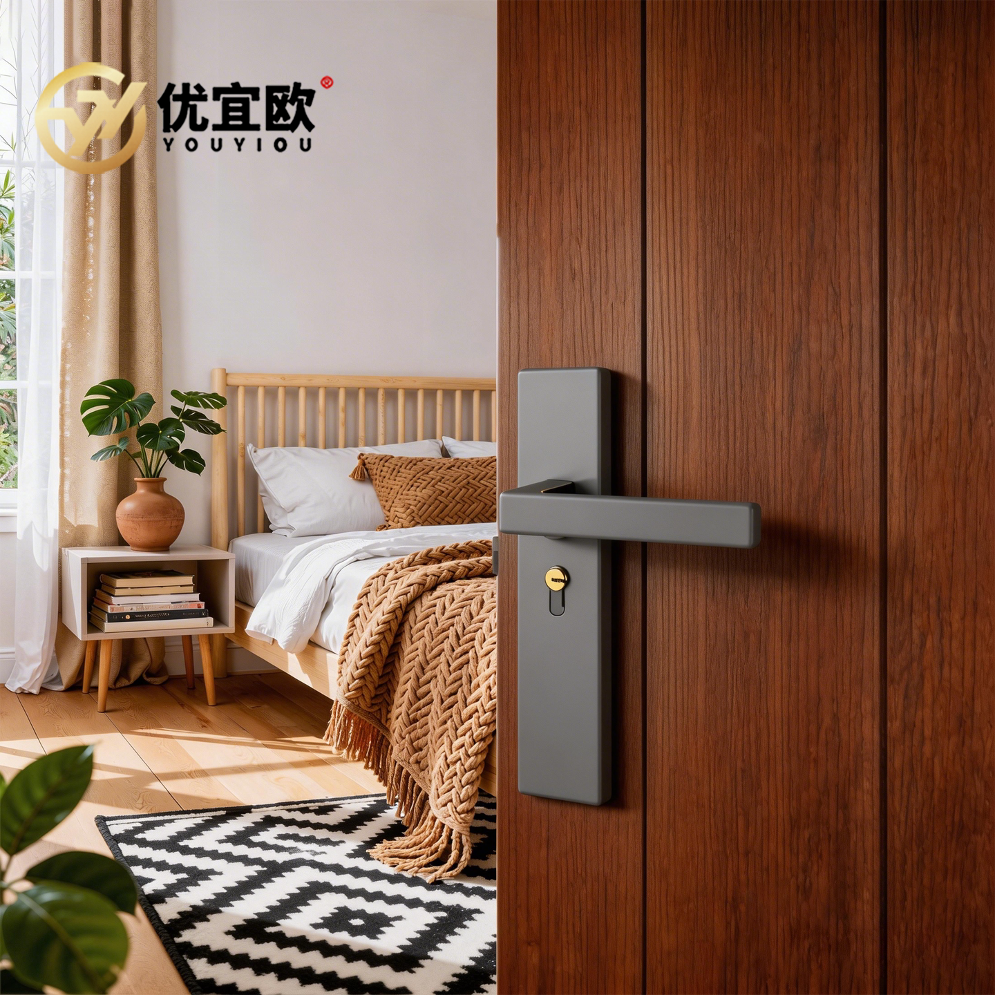 磁吸室内门锁双锁舌静音图片