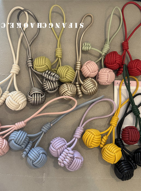 手工编织球包包挂件韩系百搭包挂饰皮革编织球车挂钥匙扣书包挂件