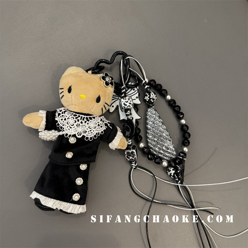 连衣裙小猫卡通书包链条早秋毛绒手机壳挂绳包包挂饰