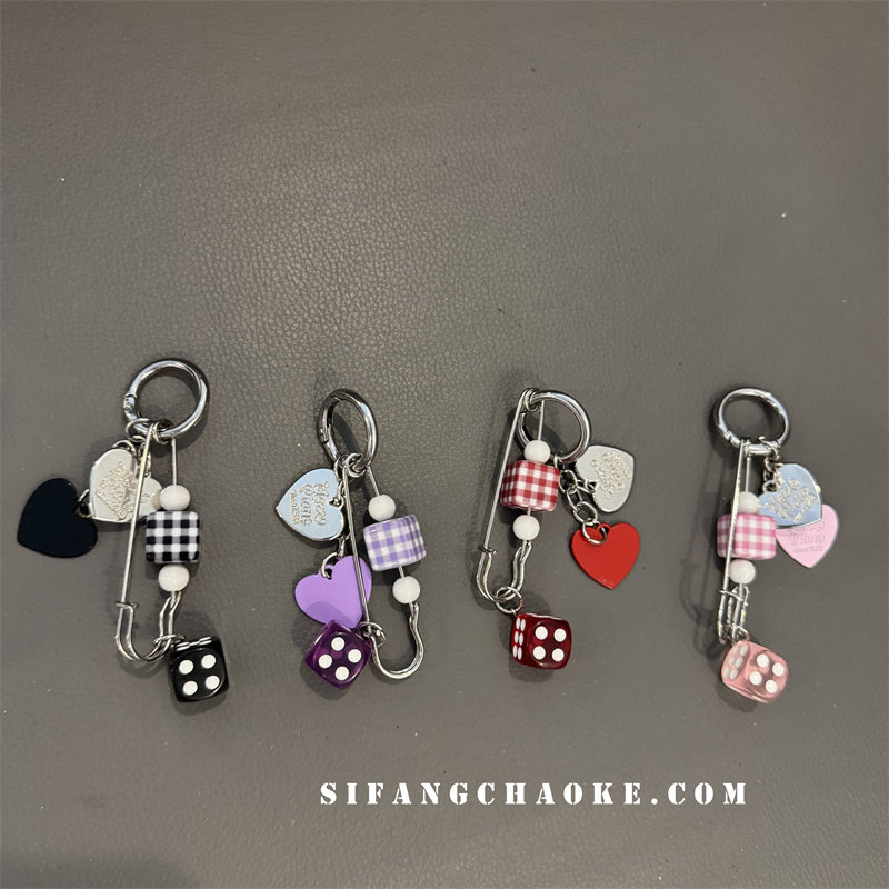 回形针扣骰子彩色车钥匙扣链条U盘挂件书包挂饰饰品耳机套