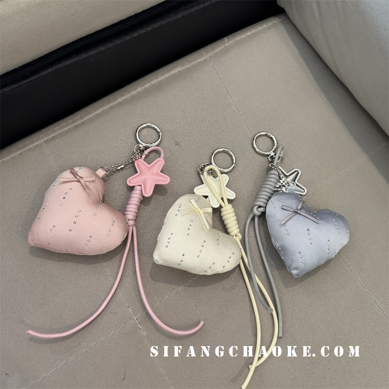 爱心蝴蝶结小香风少女心车钥匙扣手机壳挂链挂绳个性耳机套壳