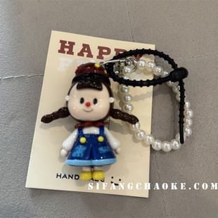 劈叉女孩树脂糖果色娃娃卡通车钥匙扣书包挂件耳机套挂链包包百搭