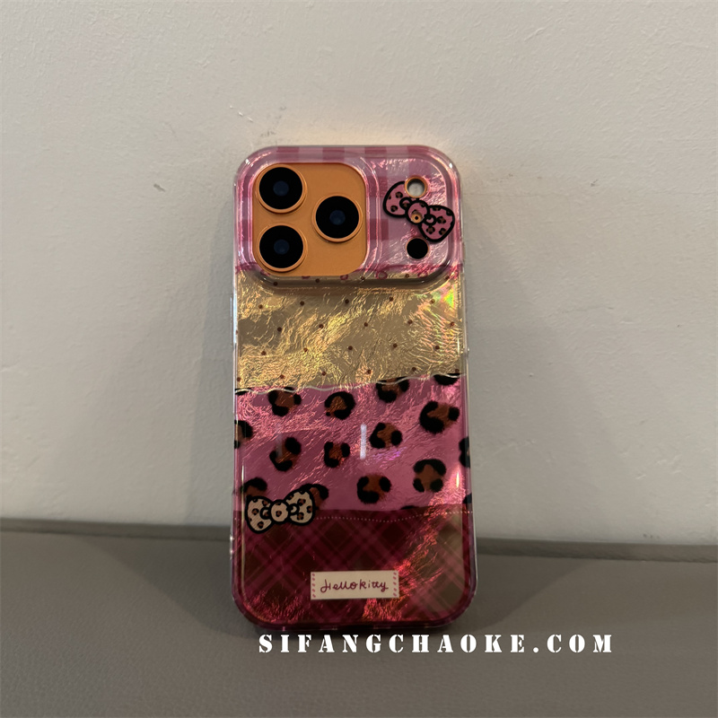 粉色豹纹撞色初秋卡通立体适用iPhone17promax手机壳15/16/16Pro套15Pm壳