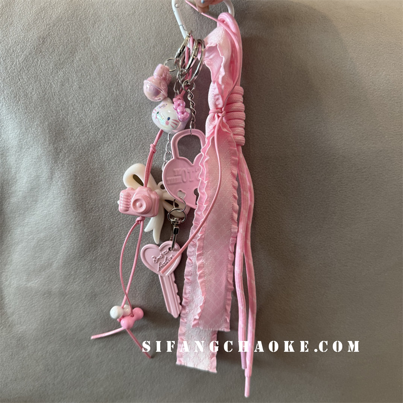粉色丝带夏季手绳车钥匙扣手机壳挂件包包挂链饰品耳机套挂坠