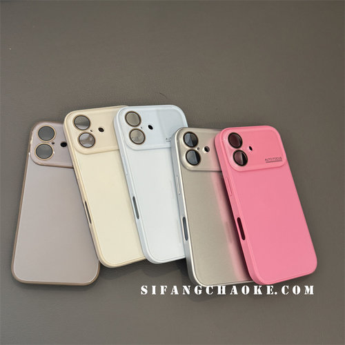 纯色钢化玻璃全包早秋显白玫红色巧克力色适用iPhone16Promax手机壳15/14/13P套15Pm壳