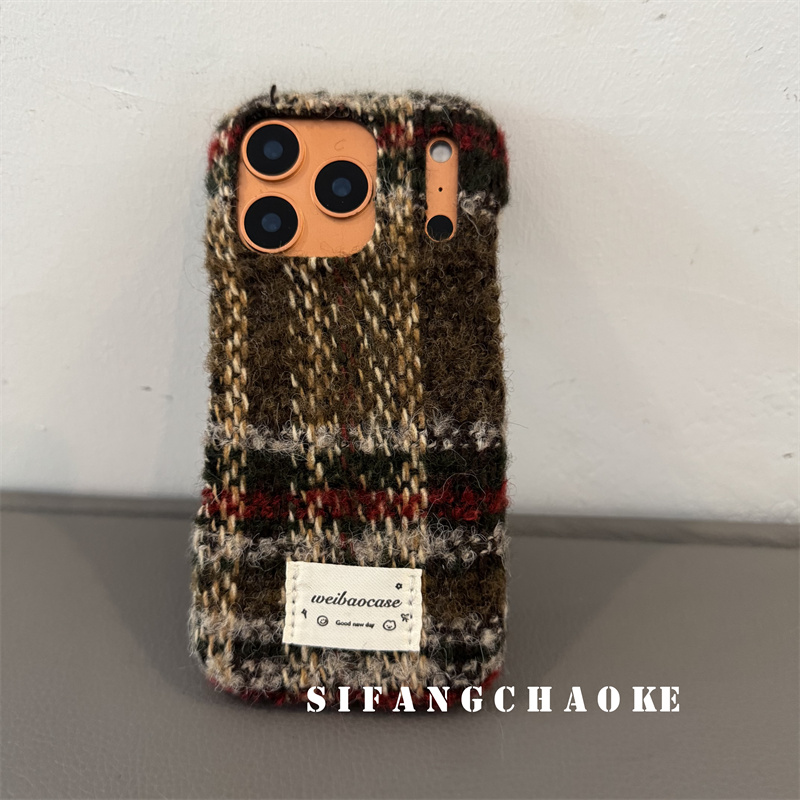 毛绒线条小熊皮质适用iPhone17ProMax手机壳16/15/14Pro套简约14PM壳13/15Promax套