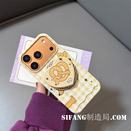 格子橙色碳水卡通菲林壳小众风适用iPhone17ProMax手机壳17/17Pro壳个性16P/16PM