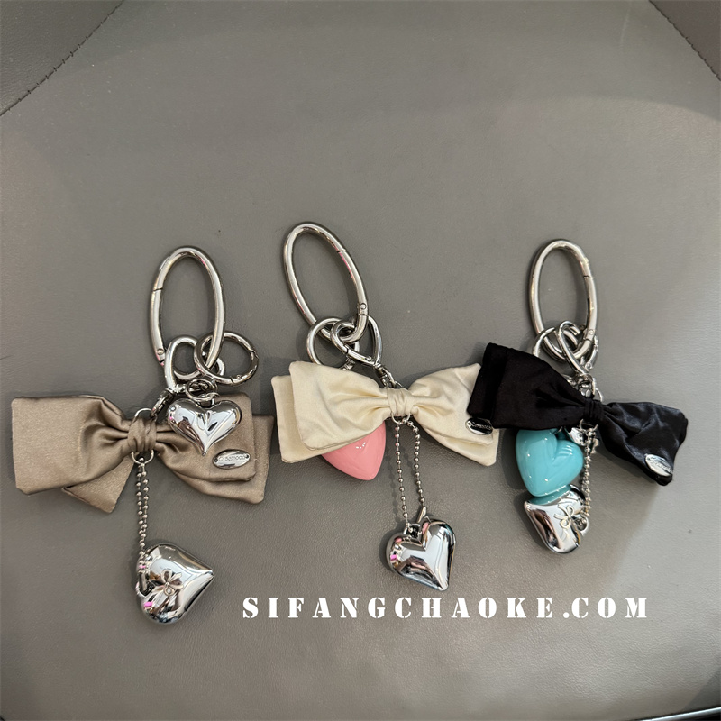 布质蝴蝶结爱心钥匙扣手机壳挂件装饰包包挂绳个性百搭