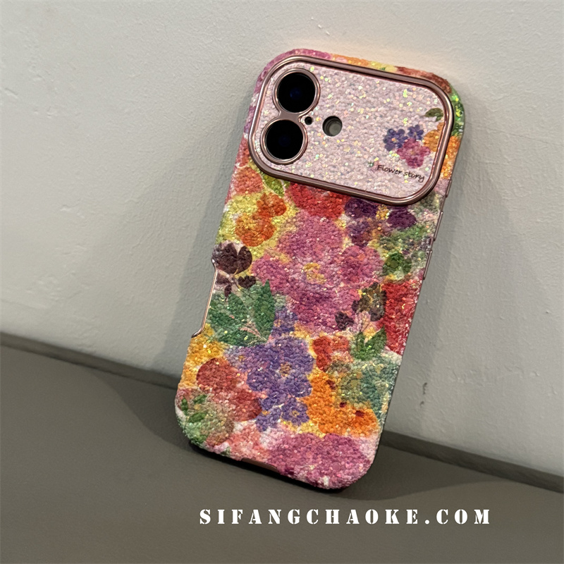 彩色花朵大视窗初秋适用iPhone16Promax手机壳15/14Pro套13P/13PM套15Pm壳
