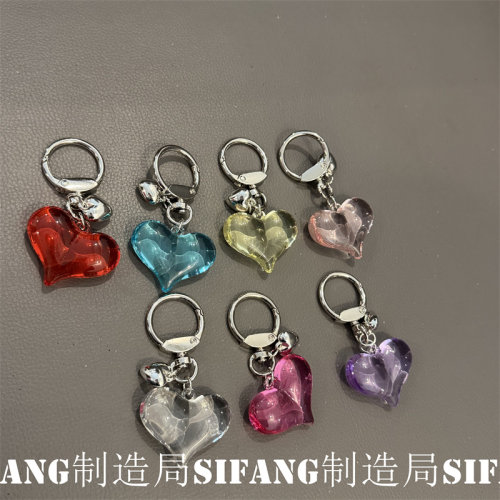 透色爱心车钥匙扣链条手机壳挂绳书包挂链耳机套挂件