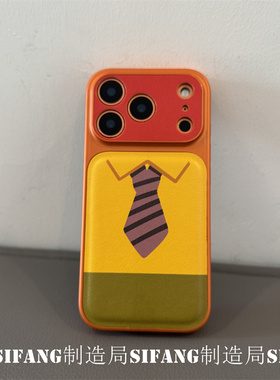 黄色卡通卡包适用iPhone17proMax手机壳15/14/16Pro壳14Promax套创意15P壳