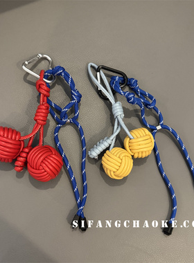 彩色手工编织球包包挂件韩系包挂饰皮革编织球车挂钥匙扣书包手绳