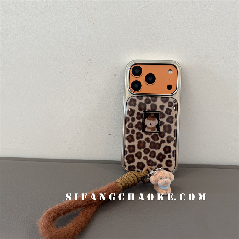 卡通豹纹创意尼龙手绳毛绒秋冬立体公仔适用iPhone17Promax手机壳15/14/16PM套简约