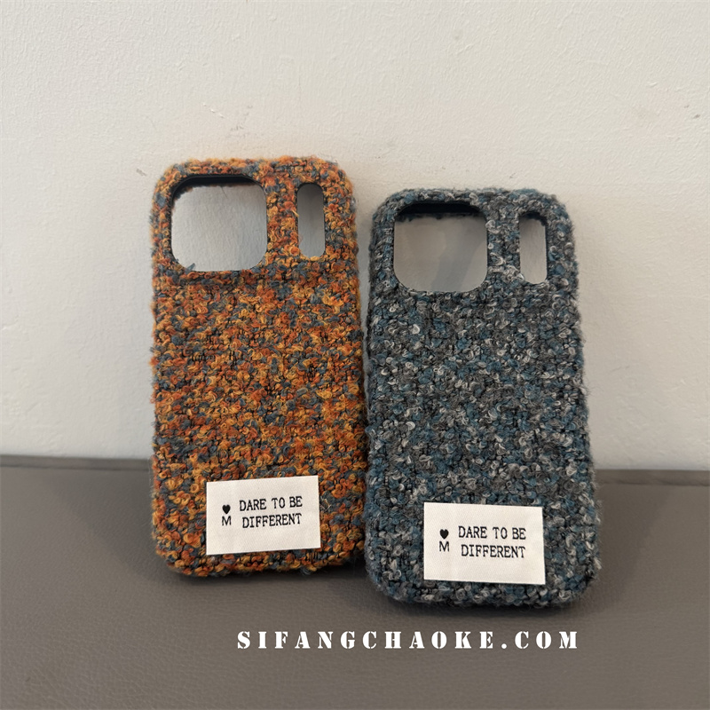 彩色秋冬杂线毛绒适用iPhone17Promax手机壳15/14/16Pro壳16PM套14P/14PM套