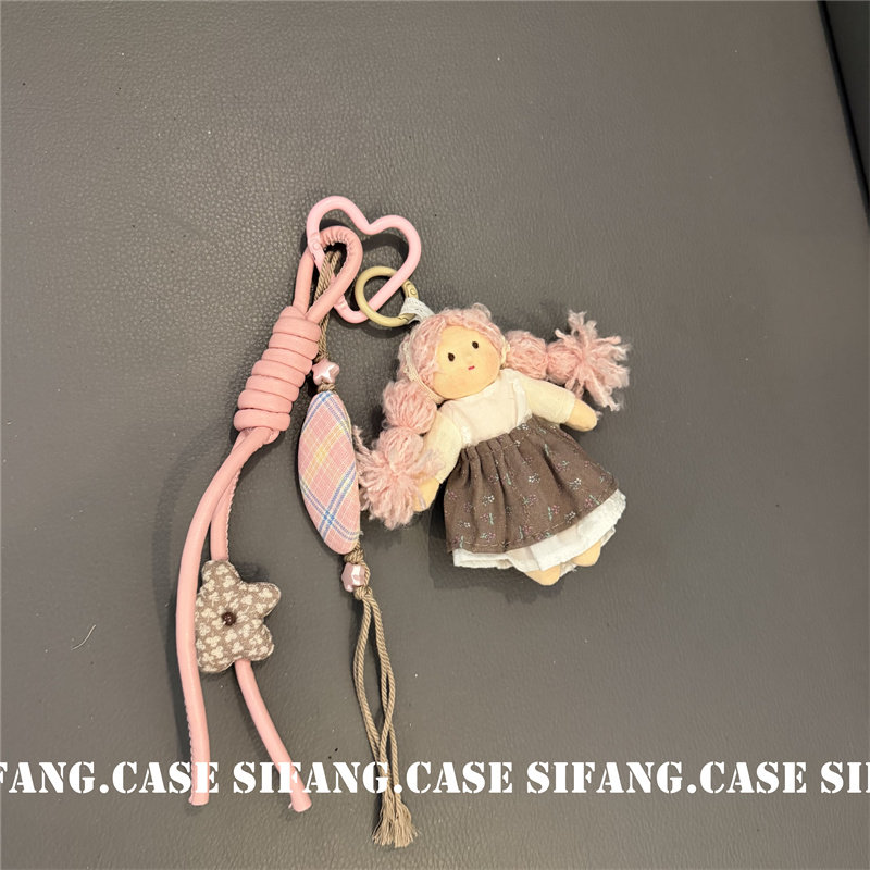 小胖妹连衣裙粉嫩色车钥匙扣手机壳挂件书包挂绳创意耳机套