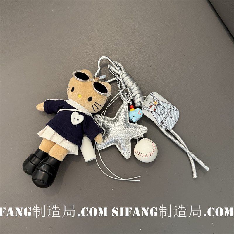 卡通上衣爱心小猫小象车钥匙扣手机壳挂件书包挂饰耳机套挂绳