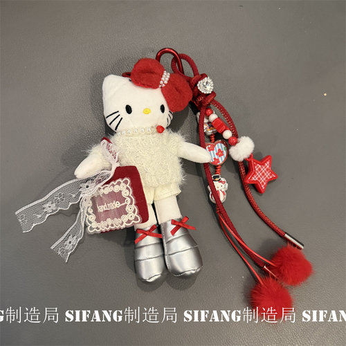 红色蝴蝶结卡通包包丝带包包挂件手机壳饰品耳机套挂链