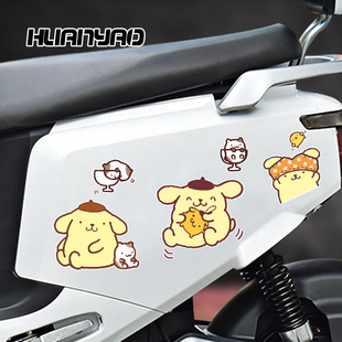 布丁狗卡通可爱电动车摩托电瓶车划痕遮挡头盔装饰改装画防水贴纸
