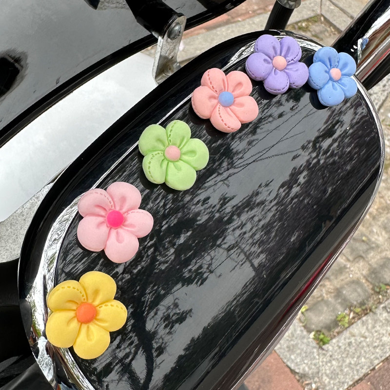 网红七彩花朵电动车后视镜迷你可爱动漫电瓶车机车改造配件装饰贴