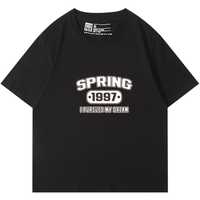 棉牵短袖美式复古正肩纯棉