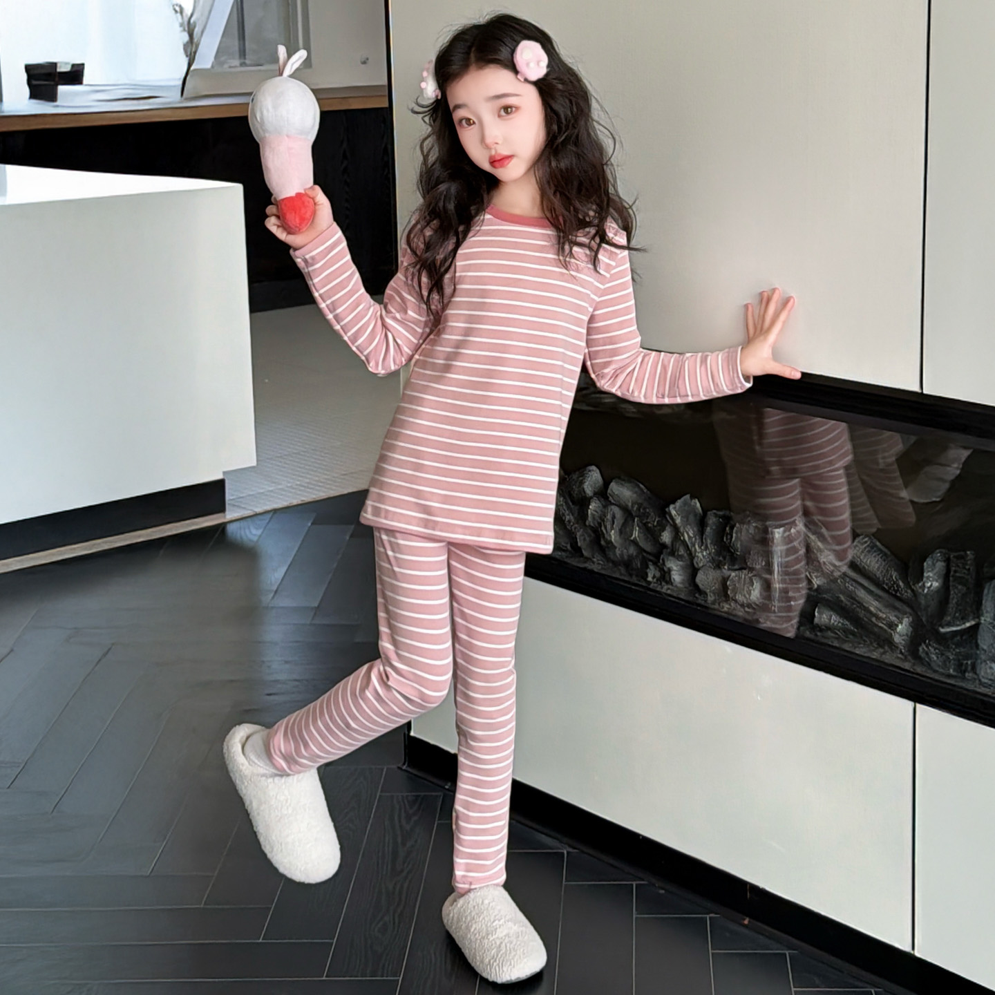 女童睡衣套装秋冬儿童保暖内衣