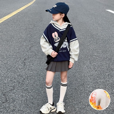 女童卫衣连帽加绒假两件朱迪警官