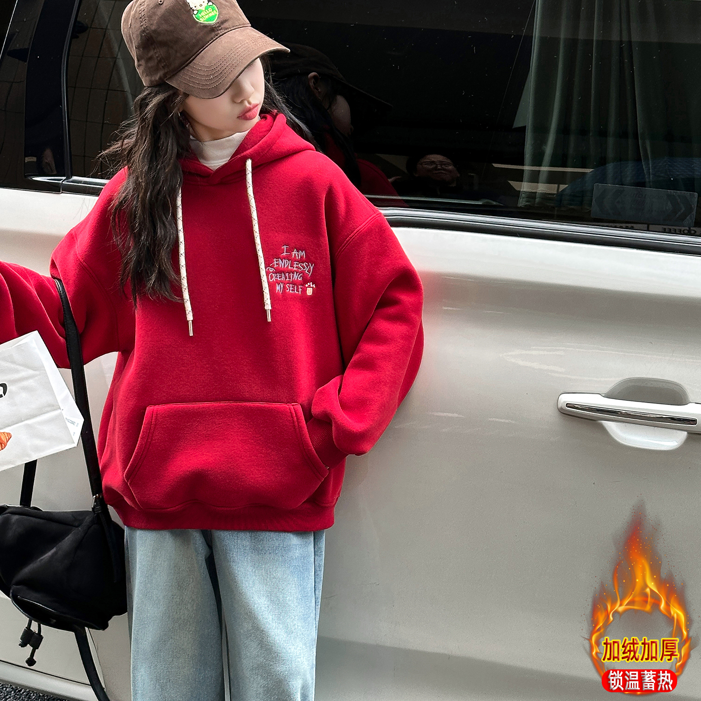 女童加绒卫衣冬季一体绒保暖上衣