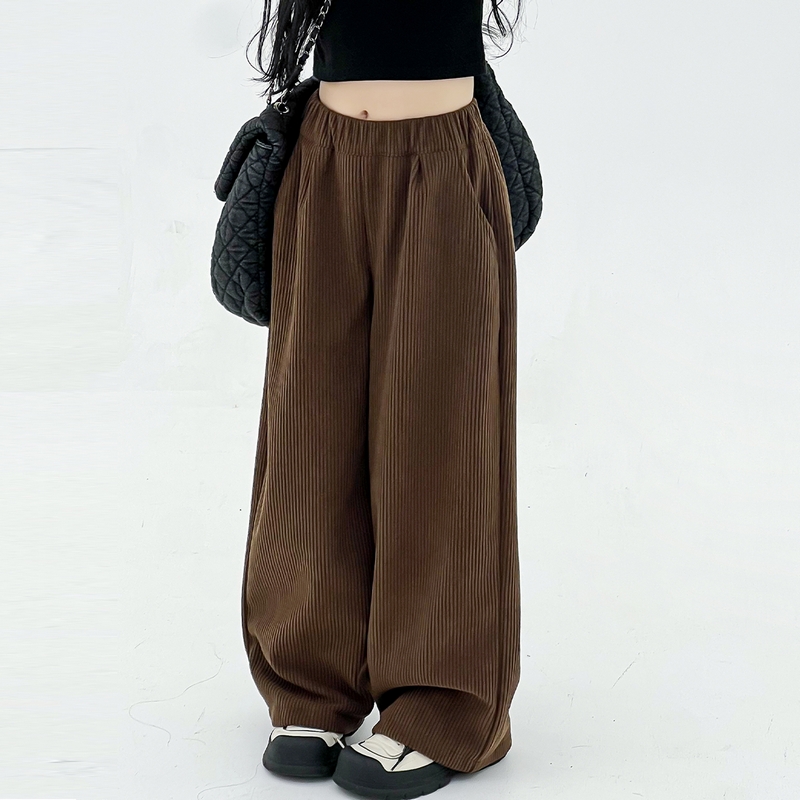 灯芯绒女童裤子加厚一体绒休闲裤