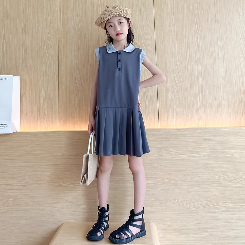 女童连衣裙2025新款夏装薄款大童百褶裙小女孩背心裙夏季儿童裙子