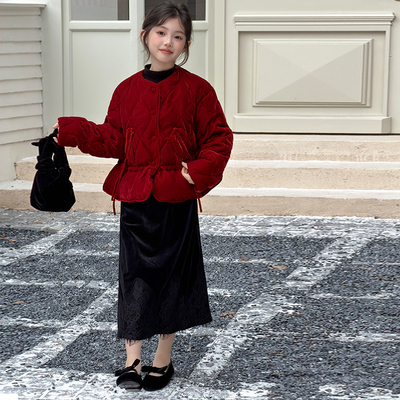 女童裙子冬季高级感过年服连衣裙