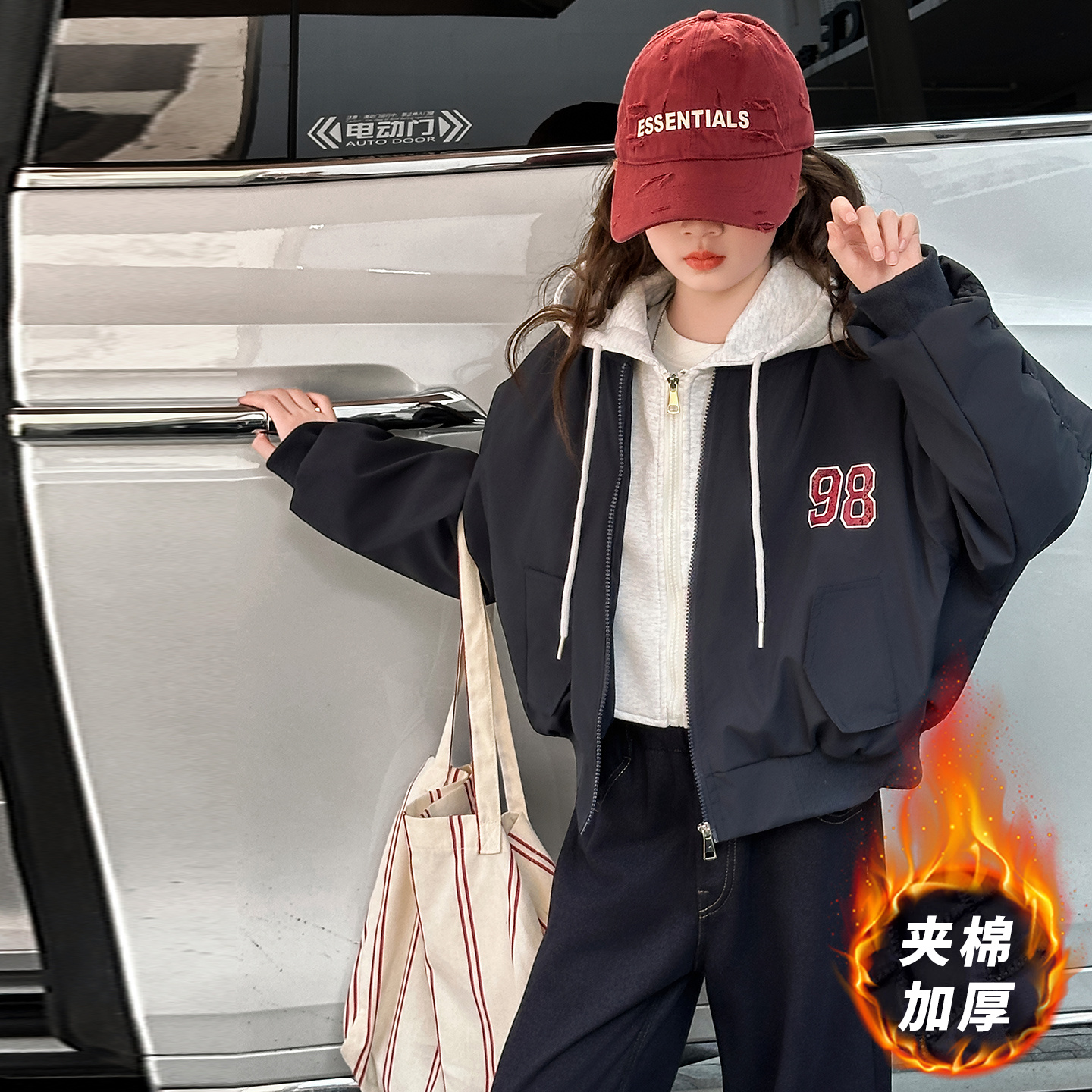 女童夹棉外套儿童棒球服秋冬夹克