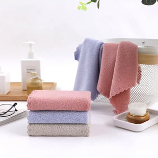 图强珊瑚绒方巾 粉红色 蓝色米色 珊瑚绒亲肤系列 28cm*28cm
