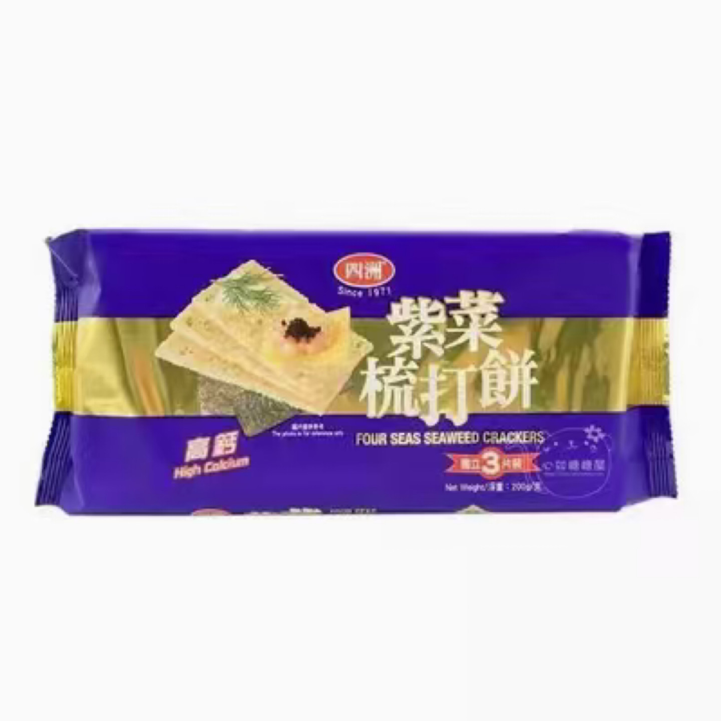 27/3/8 临期 四洲 梳打紫菜饼干 200g 独立3片装 下午茶 休闲零食