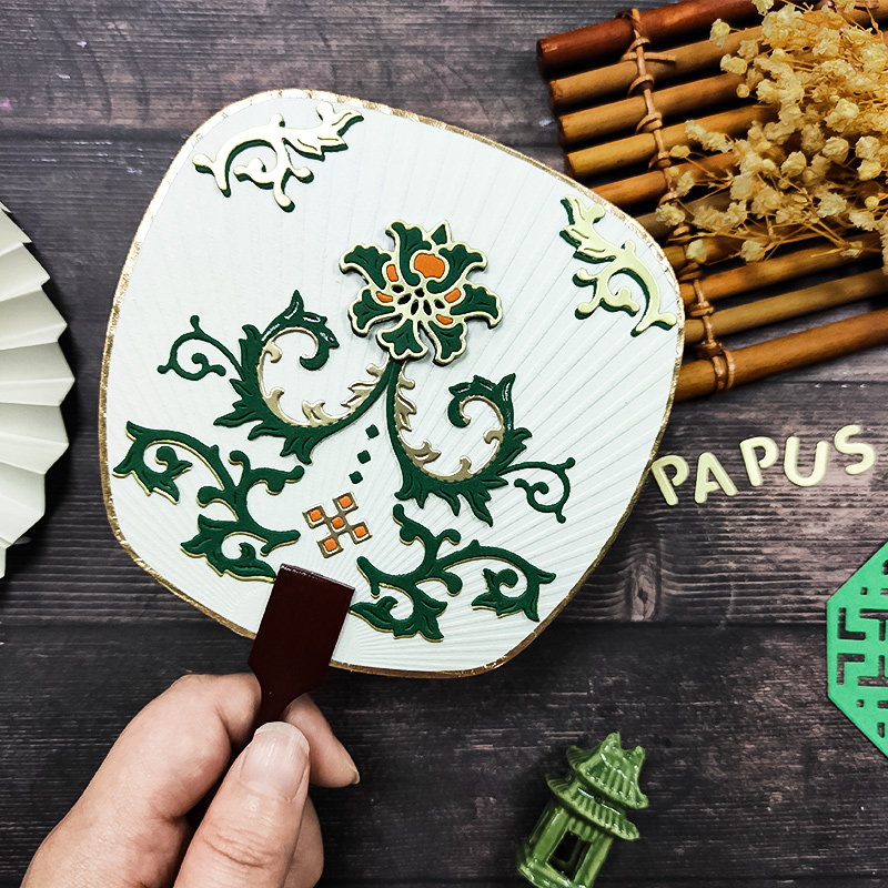 PAPUS原创中式刀模 古风纹样 卷草纹忍冬纹花纹刀模 手工手帐贺卡