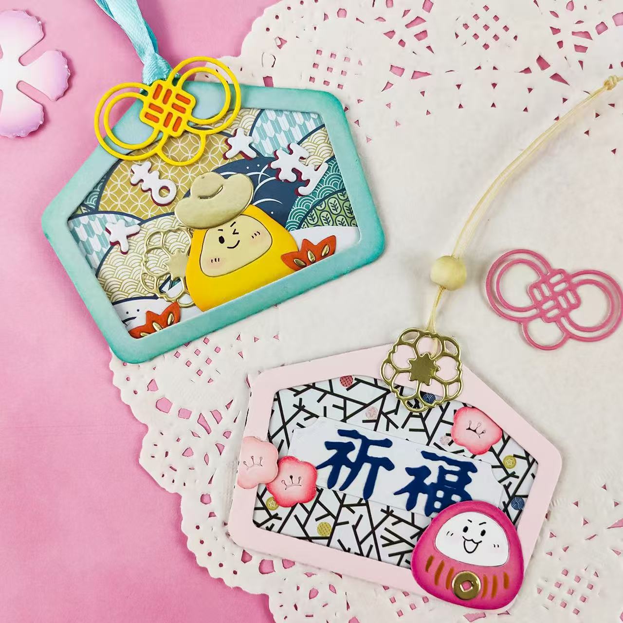 PAPUS 原创刀模日式绘马祈愿牌 和风祝福吊牌贺卡压花机DIY马年