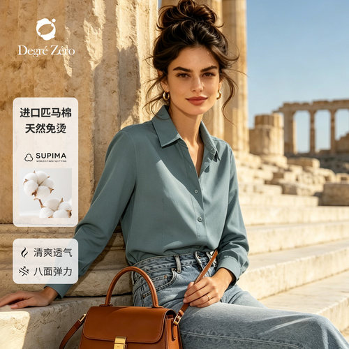 长袖衬衫女士修身版尖领