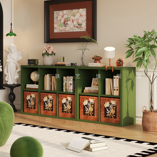 中古风客厅金属卡莱克格子柜置物架儿童房学生铁艺书架书柜储物柜