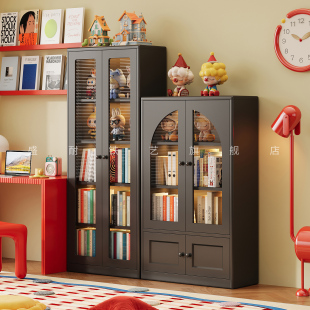 铁艺书架置物架家庭家用客厅房间儿童防尘书柜铁皮展示储物收纳柜