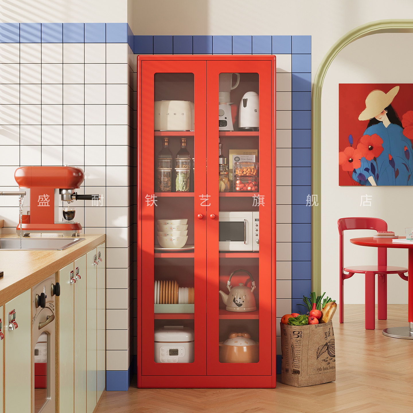 包豪斯厨房边柜置物架小户型家用多层式加厚靠墙一体铁皮柜储物柜,厨房/烹饪用具,厨房置物架/置物柜/角架,淘宝优惠券,粉丝福利购,淘宝优惠卷