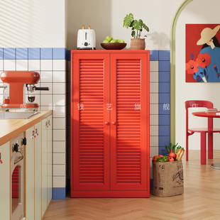 复古风新款金属厨柜整体成品橱柜餐边柜小户型铁艺客厅收纳储物柜