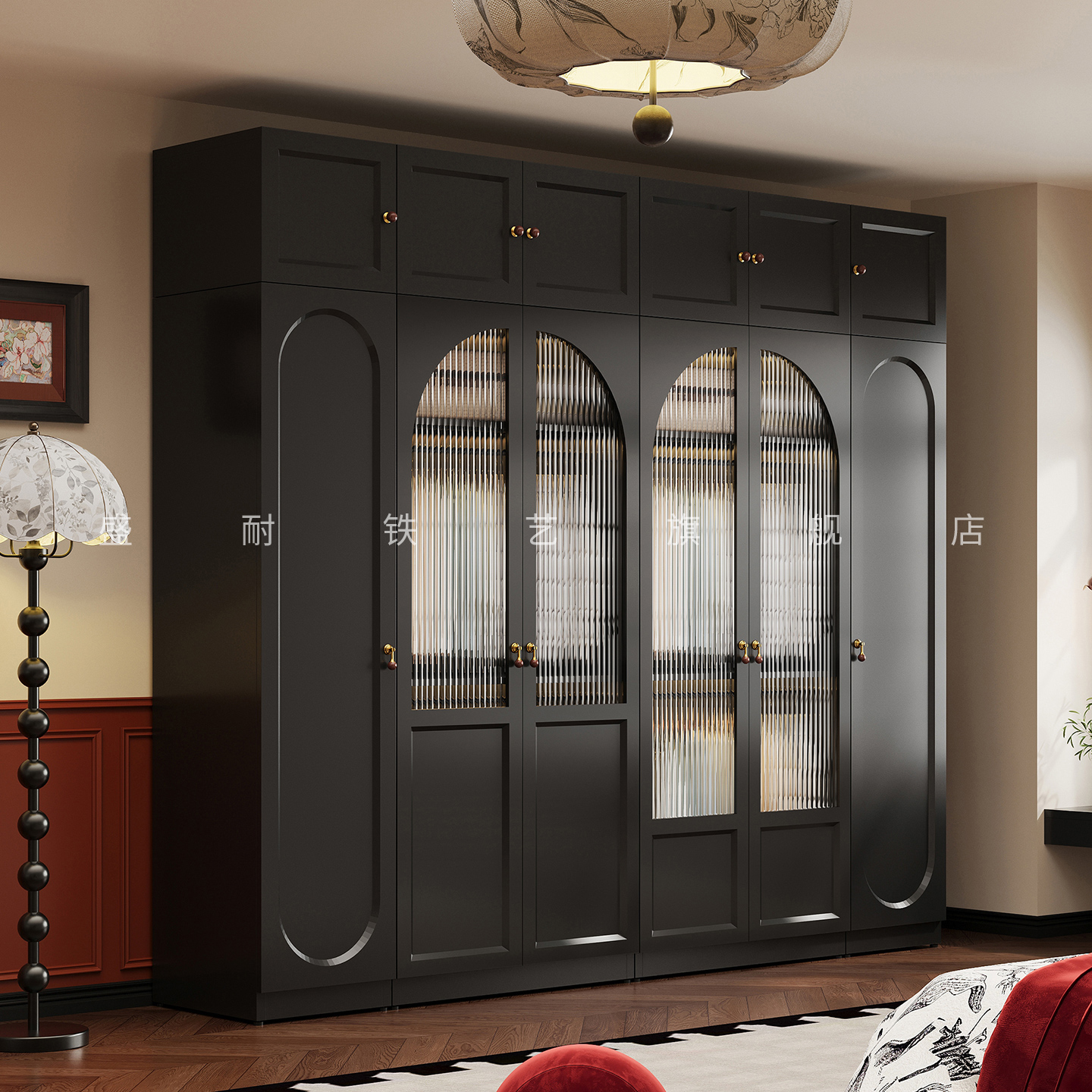 铁艺加厚衣柜复古风家用储物柜子